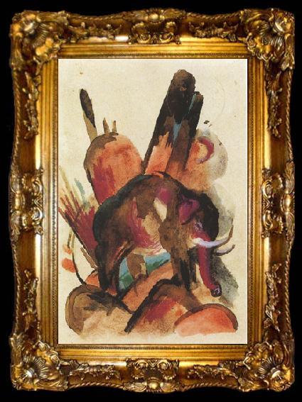 framed  Franz Marc Elephant (mk34), ta009-2